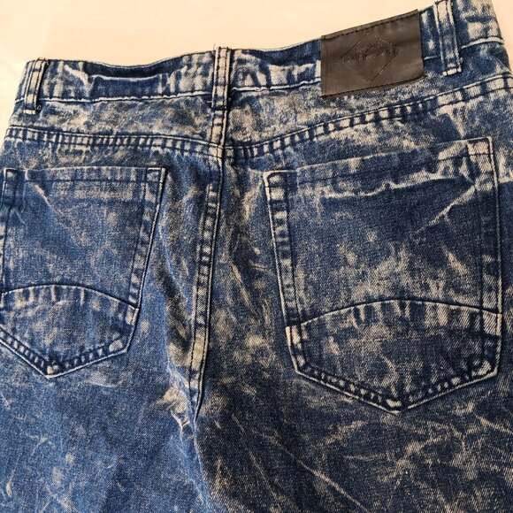 Blue Acid Wash Zipper Accent Straight Leg Jeans Size 34 - Picture 8 of 14